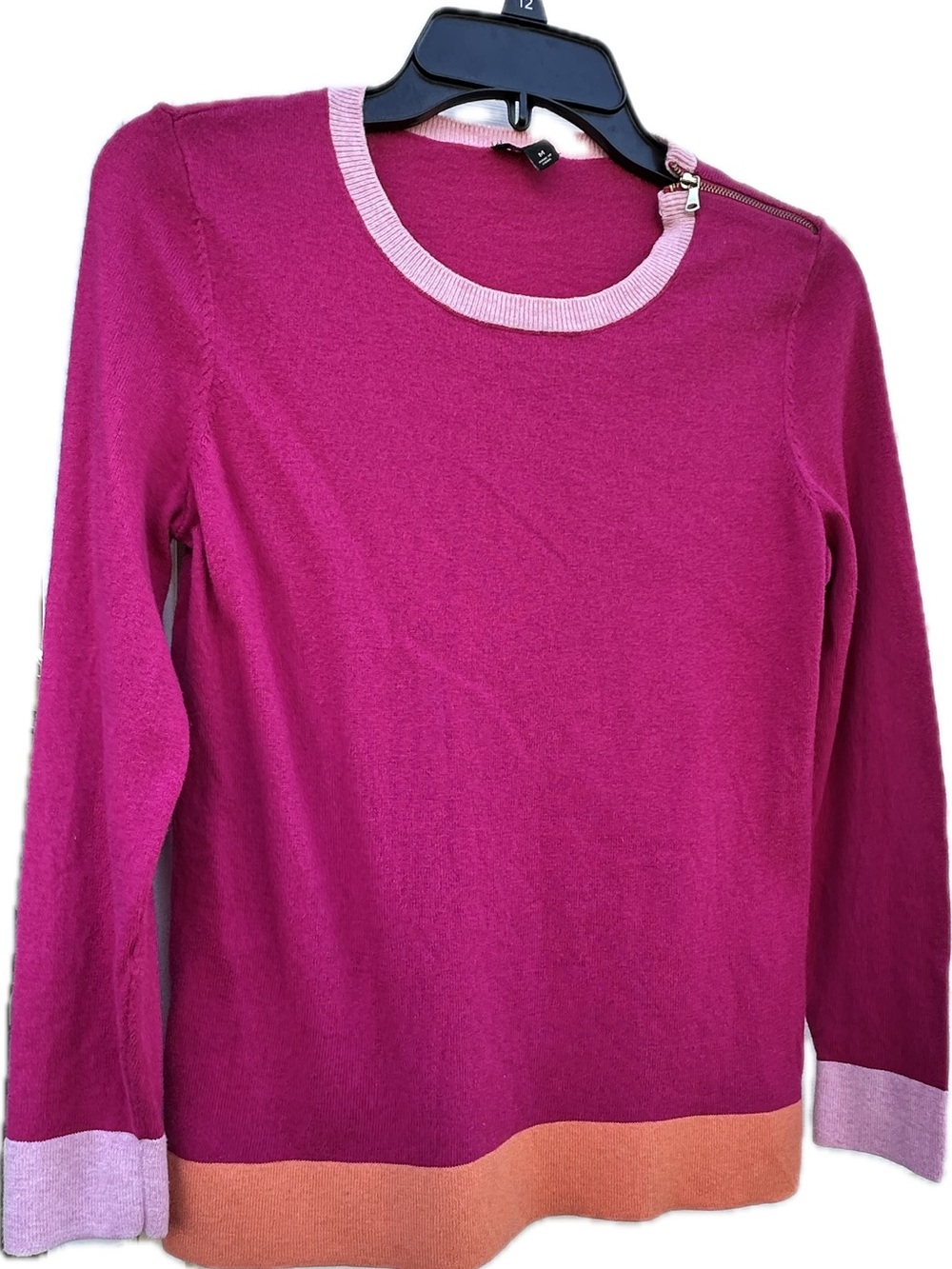 Talbots Women's Magenta Contrast-Hem Sweater - Picture 2 of 6